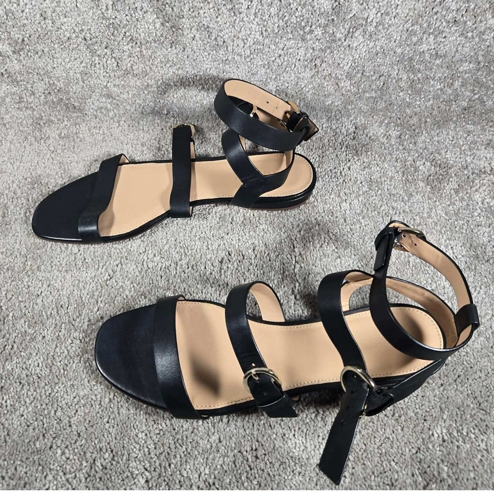 J.Crew Leather Gladiator Strappy Sandals Black Multi Buckle Women 8.5 Quiet Luxe